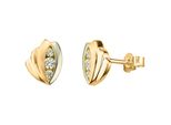 Paar Ohrstecker Firetti "Schmuck Geschenk Gold 333 Ohrschmuck FäCher Bicolor", Gold (Gelbgoldfarben, WeißGoldfarben, Kristallweiß, Kristallweiß), Ohrringe, Damen, Gelbgold 333, Mit Zirkonia (Synth.)