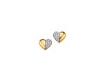 Paar Ohrstecker Firetti "Schmuck Geschenk Gold 333 Ohrschmuck Herzen Bicolor", Gold (Gelbgoldfarben, WeißGoldfarben, Kristallweiß, Kristallweiß), Ohrringe, Damen, Gelbgold 333, Mit Zirkonia (Synth.)