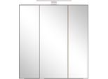 Spiegelschrank Welltime "Trient, 3D-Spiegelschrank 60 Cm, GedäMpfte Scharniere", Weiß (Onyx, Grau, Wildeiche), B:60Cm H:64Cm T:20Cm, Mdf, SchräNke, Spiegelschrank, Onyx-Grey/Wildeiche, GedäMpfte Scharniere