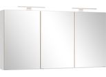 Spiegelschrank Welltime "Trient, 3D-Spiegelschrank 120 Cm, GedäMpfte Scharniere", Matt Weiß, Wildeiche, B:120Cm H:64Cm T:20Cm, Mdf, SchräNke, Spiegelschrank, Matt Weiß/Wildeiche, GedäMpfte Scharniere