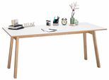 Schreibtisch Vogl MÖBelfabrik "Trelle", Weiß (Weiß Matt, Eiche Massiv), B:160Cm H:72Cm T:80Cm, Tische, Schreibtisch