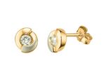 Paar Ohrstecker Firetti "Schmuck Geschenk Gold 333 Ohrschmuck Bicolor", Gelbgoldfarben, WeißGoldfarben, Kristallweiß, Kristallweiß, Ohrringe, Damen, Gelbgold 333, Mit Zirkonia (Synth.)