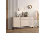 Sideboard Otto Home "Loft, Breite 157 Cm, Grifflose Kommode 3 TüRen/3 SchubkäSten.", Kaschmir, B:156,8Cm H:83,5Cm T:36,5Cm, Holzwerkstoff, Melamin, Metall, Sideboards, Sideboard, Schubladenschrank Mit Viel Stauraum, EinlegeböDen Verstellbar