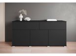 Sideboard Otto Home "Kenia, Kommode Mit 3 TüRen Und 2 Schubladen, 150 Cm Breit", Graphite Schwarz Matt, B:150Cm H:67,9Cm T:39,5Cm, Abs-Kunststoff, Hartfaserplatte, Holzwerkstoff, Kunststoff, Sideboards, Sideboard, Griffloses Design Mit Push-To-Open Und Verstellbaren EinlegeböDen