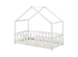 [en.casa] Hausbett, Weiß, Holz, Kiefer, 70x140 cm, Kinder- & Jugendzimmer, Kindermöbel, Kinderbetten, Hausbetten