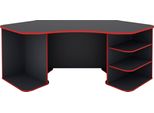 Gamingtisch ByLiving "Thanatos", Rot (Anthrazit, Rot, Anthrazit, Rot, Anthrazit, Rot), B:198Cm H:76Cm T:85Cm, Tische, Breite 198 Cm, Moderner Eckschreibtisch