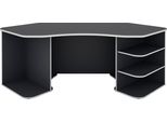 Gamingtisch ByLiving "Thanatos", Grau (Anthrazit, Weiß, Anthrazit, Weiß, Anthrazit, Weiß), B:198Cm H:76Cm T:85Cm, Tische, Breite 198 Cm, Moderner Eckschreibtisch