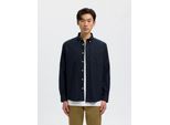 Langarmhemd Selected "SLHREGRICK-OX Shirt Ls Noos", Herren, Gr. M, N-Gr, Blau (Sky Captain), Web, Obermaterial: 100% Baumwolle, Unifarben, Regular Fit Normal, Ohne Ausschnitt, 1-Knopf-Manschette, Hemden, Baumwolle, Regular Fit