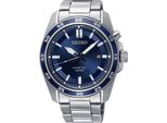 Kineticuhr Seiko, Silber (Silberfarben, Blau), Armbanduhren, Herren, Armbanduhr, Herrenuhr, Datum, Edelstahlarmband