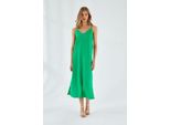 V-Ausschnitt Schlitz-Midi-Kleid