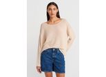 Damen Rippstrick Boot-Ausschnitt Pullover