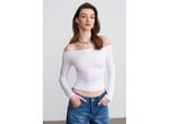 Schulterfreie Slim Fit Strickbluse