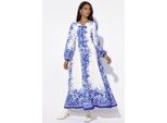 Bedrucktes V-Ausschnitt Maxikleid Mit Bindedetail