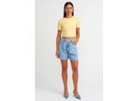 Hochtaillierte Weite Denim-Shorts