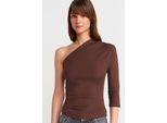 Schulterfreies Cut-Out Slim-Fit Bluse