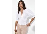 Taillierte Chiffon V-Ausschnitt Bluse