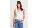 Texturierte Baumwoll-Modal-Crop-Cami-Bluse