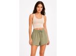 Hochtaillierte Texturierte Weite Shorts