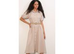 Punkte-Muster Midi Hemdblusenkleid Mit GüRtel