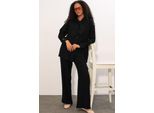 Strukturierte Bluse Und Weit Geschnittene Hose Set