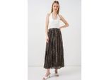 Hochtaillierter Paisley-Midi-A-Linien-Rock
