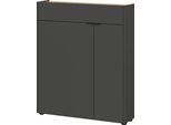 Schuhschrank Germania "Ameca", Grau (Graphit, Navarra, Eiche, Nachbildung), B:83Cm H:99Cm T:22Cm, Holzwerkstoff, SchräNke, Schuhschrank