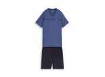 Tom Tailor Herren Pyjama-Set Mit Logo-Print, Blau, Uni, Gr. 50