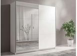 Kleiderschrank Home Affaire "Kleiderschrank Fresno Mit 5 EinlegeböDen, Spiegel Und Kleiderstange", Weiß, B:200,6Cm H:207Cm T:61,5Cm, Melamin, SchräNke, Kleiderschrank, Garderobe Mit 2 SchwebetüRen, B/H/T 200/207/62 Cm