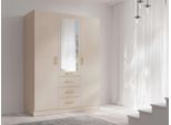 Kleiderschrank Home Affaire "Kos Garderobe Mit 3 Schubladen, Kleiderstange, 4 EinlegeböDen, Spiegel", Beige, B:150,5Cm H:200,5Cm T:58Cm, Melamin, SchräNke, Kleiderschrank, Kleiderschrank Mit 3 TüRen, Goldenen Griffen, MaßE B/H/T 150/200/58 Cm