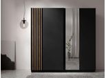 Kleiderschrank Home Affaire "Kleiderschrank Charisy Mit 4 EinlegeböDen Und Kleiderstange", Schwarz, B:200,2Cm H:198,5Cm T:62Cm, Mdf, Melamin, SchräNke, Kleiderschrank, Garderobe Mit 2 SchwebetüRen Und Lamellen, B/H/T 200/198,5/62 Cm