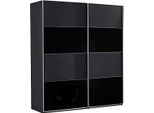 SchwebetüRenschrank wimex "Easy", Grau (Graphit, Schwarzglas), B:135Cm H:210Cm T:65Cm, SchräNke, SchwebetüRenschrank, Mit Teilglas