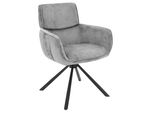 Riess-Ambiente Drehbarer Retro Stuhl Unique Grau Chenille Schwarzes Metallgestell Mit Armlehne