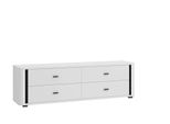Tv-Bank Inosign "York, Tv-Kommode, Tv-Schrank, Tv-Bank", Schwarz (Opaque Weiß, Schwarz), B:176,5Cm H:52Cm T:40Cm, Sideboards, Mit 4 GeräUmigen Schubladen, Breite 176,5 Cm, Wandmontage