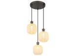 Globo Lighting HäNgeleuchte "Brokana", Schwarz, Chromfarben Matt, 3, Ø 30Cm H: 120Cm, 1 Stk., Leuchten, HäNgeleuchte FüR Esszimmer & Wohnzimmer Mosaik, HäNgeleuchte