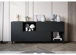 Sideboard Home Affaire "Phuket, Kommode Mit 1 TüR, 2 Klappen Und Offenen FäChern", Schwarz (Schwarz Matt), B:180Cm H:76Cm T:39Cm, Abs-Kunststoff, Hartfaserplatte, Holzwerkstoff, Kunststoff, Sideboards, Sideboard, 180 Cm Breit, Modernes Design Mit Viel Stauraum