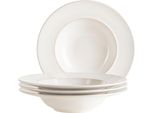Pastateller Mäser "Unico, Pastateller Set, Steinzeug", Weiß, H:5Cm Ø:27Cm, Steinzeug, Speiseteller, Teller Set