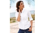 Hemdbluse Casual Looks, Damen, Gr. 40, Beige (Ecru), 50% Baumwolle, 50% Polyester, Unifarben, Blusen Hemdbluse