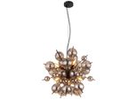 Globo Lighting HäNgeleuchte "Udo", Schwarz Matt, 6, Ø 55Cm H: 120Cm, 1 Stk., Leuchten, HäNgeleuchte Schwarz, Glaskugeln Rauch, HöHenküRzbar, E14, HäNgeleuchte