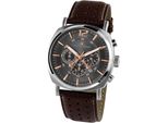 Chronograph Jacques Lemans "Lugano", Braun (Braun, Grau), Armbanduhren, Herren, Chronograph, Quarzuhr, Armbanduhr, Herrenuhr, Datum, Stoppfunktion, Lederarmband