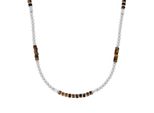 Kette Mit AnhäNger Amor, Edelstahlfarben, Braun, Halsketten, Herren, Edelstahl, L: 55 B: 4Mm, Mit Tigerauge, B:4Mm