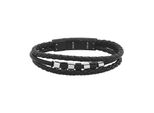 Lederarmband Tom Tailor "Schmuck Geschenk Edelstahl Leder Kautschuk", Edelstahlfarben, Schwarz, ArmbäNder, Jungen, 18Cm, Edelstahl Kautschuk Leder, Edelstahl, Kautschuk, Leder, Lederarmband