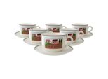 Tasse Villeroy & Boch "Cappuccinotassen Mit Untertassen Design Naif 330 Ml 6Er Set Bunt", Bunt, Porzellan, TrinkgefäßE, Tasse