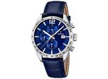 Chronograph Festina, Blau, Armbanduhren, Herren, Chronograph, Armbanduhr, Quarzuhr, Herrenuhr, Lederarmband, Stoppfunktion