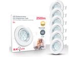 B.K.Licht LED Einbauleuchte "6Er Set Einbaustrahler, Schwenkbare Einbauspots, Flache Deckenstrahler", Weiß, 6, H: 7Cm, 6 Stk., Leuchten, 3.000K, 250Lm, 3W, Kunststoff, 8,6 X 7 Cm, Nickel, LED Einbaustrahler LED Deckeneinbaustrahler