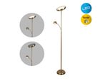 Näve LED Stehlampe "Romis", Gold (Messingfarben Matt), 2, Ø 26Cm H: 180Cm, 1 Stk., Leuchten, Mit Lesearm, Dimmbar Per Drehschalter, LED Warmweiß, H: 180Cm, LED Stehlampe