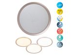 Näve LED Deckenleuchte "Liebenzell", Silber (Weiß), 1, Ø 50Cm H: 6,7Cm, 1 Stk., Leuchten, Cct, Memory, Nachtlicht, Zeitschaltuhr, Sterneffekt, Ir-Fernbedienung, LED Deckenleuchte