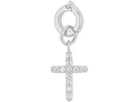 Charm Kreuz Amor "2038512", Silber (Silberfarben, Kristallweiß, Kristallweiß), Charms, Damen, Silber 925 (Sterlingsilber), Mit Zirkonia (Synth.)