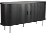 Sideboard MÖBilia, Schwarz, B:140Cm H:76Cm T:40Cm, Melamin, Metall, Sideboards, Sideboard, 2 SchiebetüRen