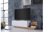 Lowboard Otto Home "Bristol", Braun (Alpinweiß, Coast Evoke Eichefarben), B:162,9Cm H:42,3Cm T:40Cm, Holzwerkstoff, Sideboards, Tv-Lowboard Lowboard, Breite Ca. 163 Cm