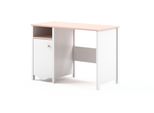 MINIO go for it, MIA Schreibtisch – Schreibtisch mit Tür, Fach und Nische, Weiß/Rosa